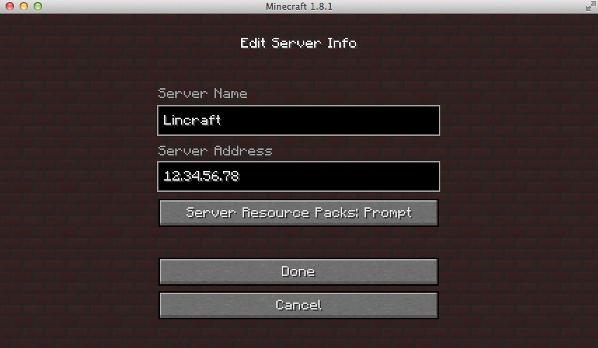 Edit Server Info. Edit Server Info.